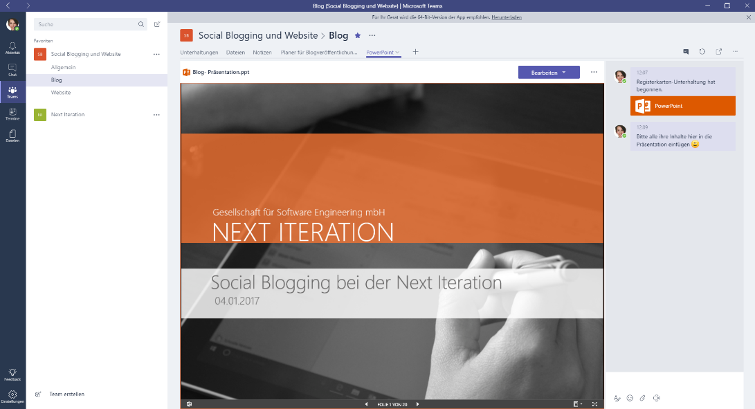 Dateiintegration in Microsoft Teams