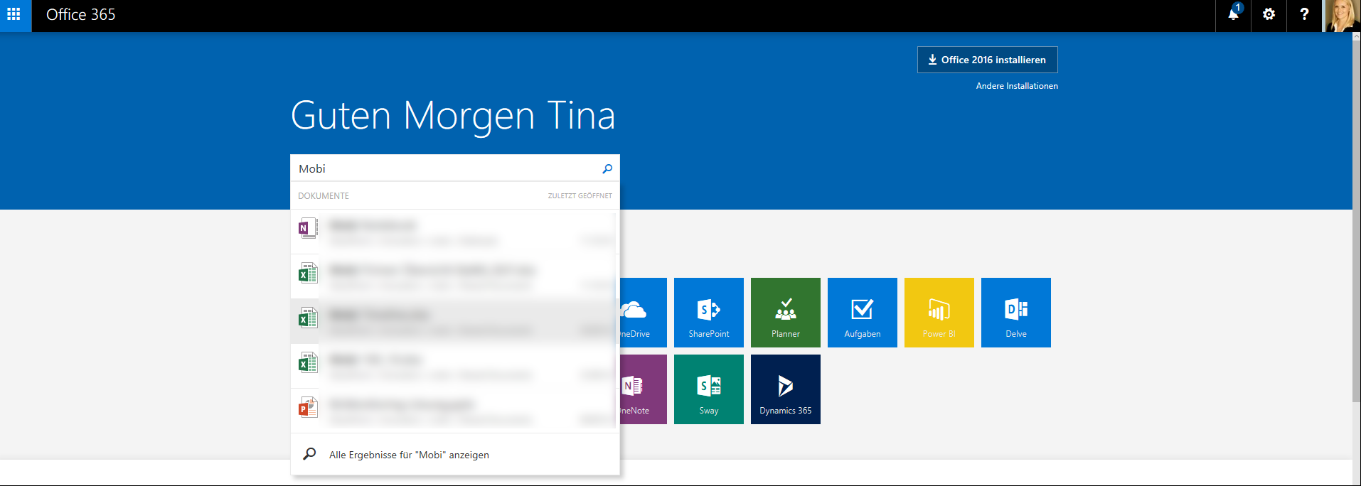 Unternehmensweite Suche über das Office 365 Portal