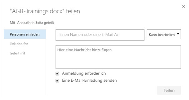 OneDrive for Business Dokument freigeben