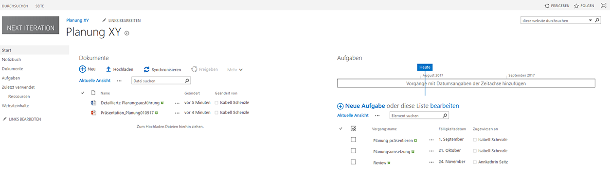 Dokumentenstruktur durch SharePoint Websites, Bibliotheken und Listen - Einbindung von Listen und Bibliotheken in Websites