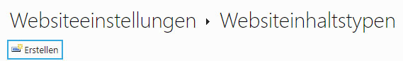 Erstellen des Inhaltstyps - Websiteinhaltstypen