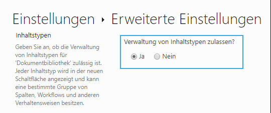Erweiterten Einstellungen - Dokumenten-Bibliothek